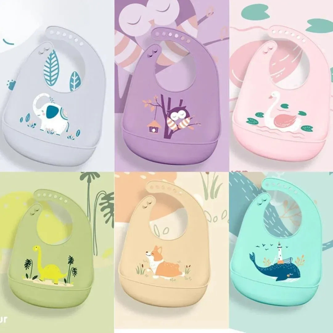 Silicone Bib Eith Catch Tray