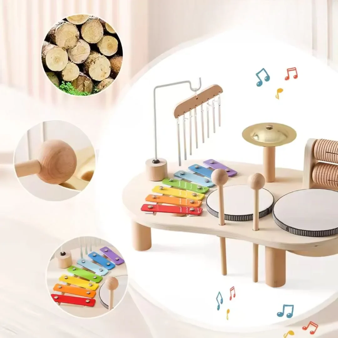 Montessori Wooden Drum Set