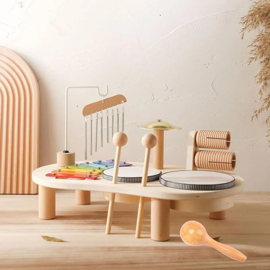 Montessori Wooden Drum Set