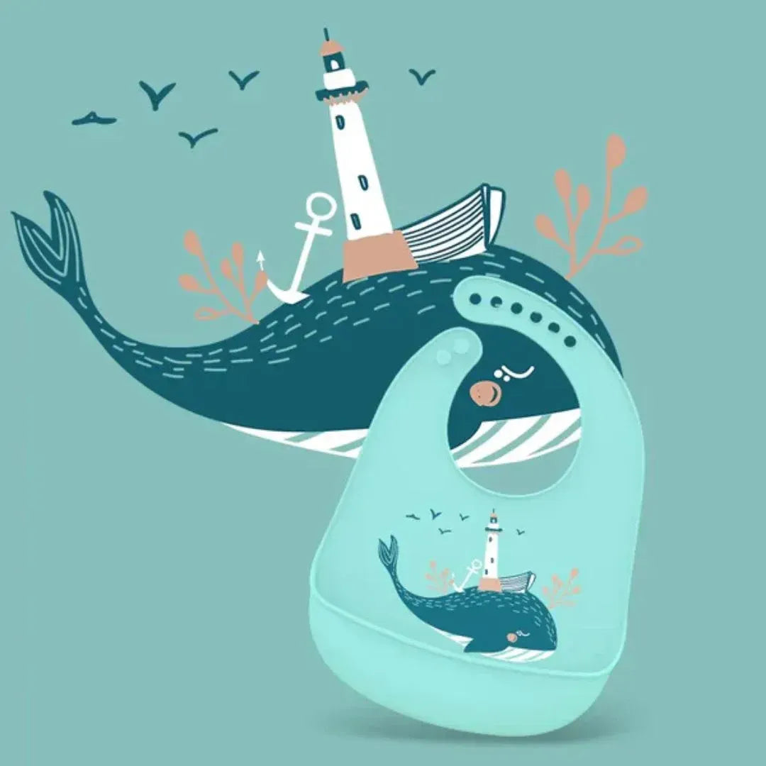 Silicone Bib Eith Catch Tray