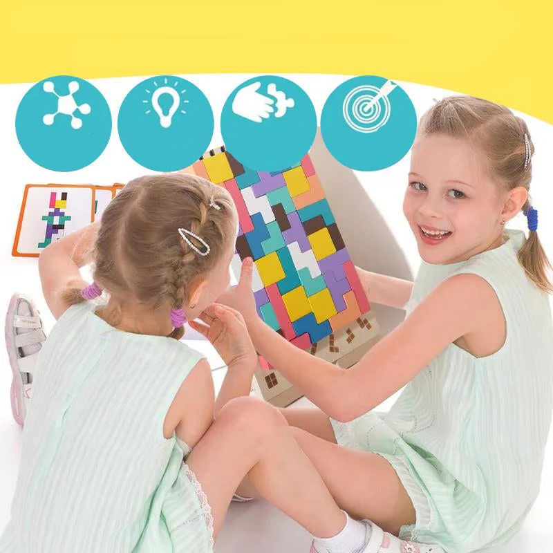 Montessori Wooden Tetris - Educational Fun Toy