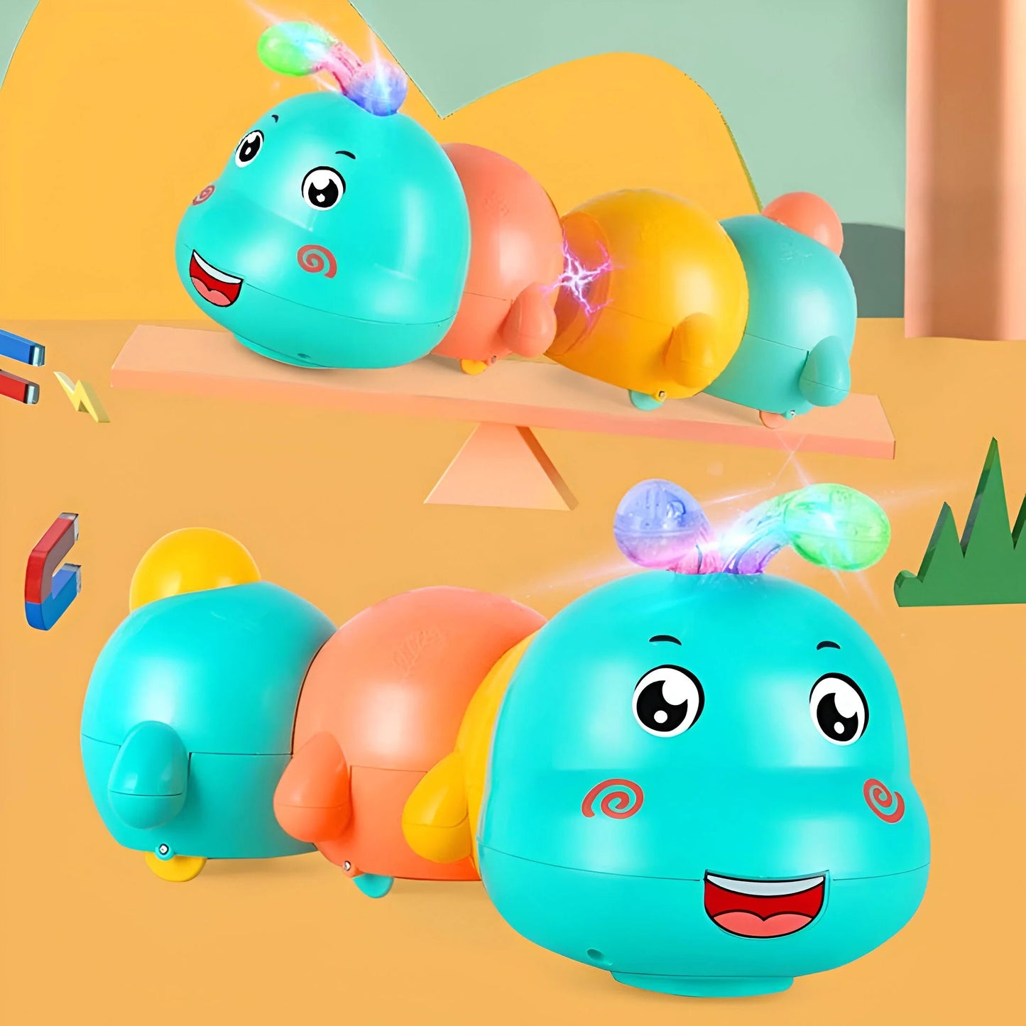 Glowing crawling caterpillar for little explorers