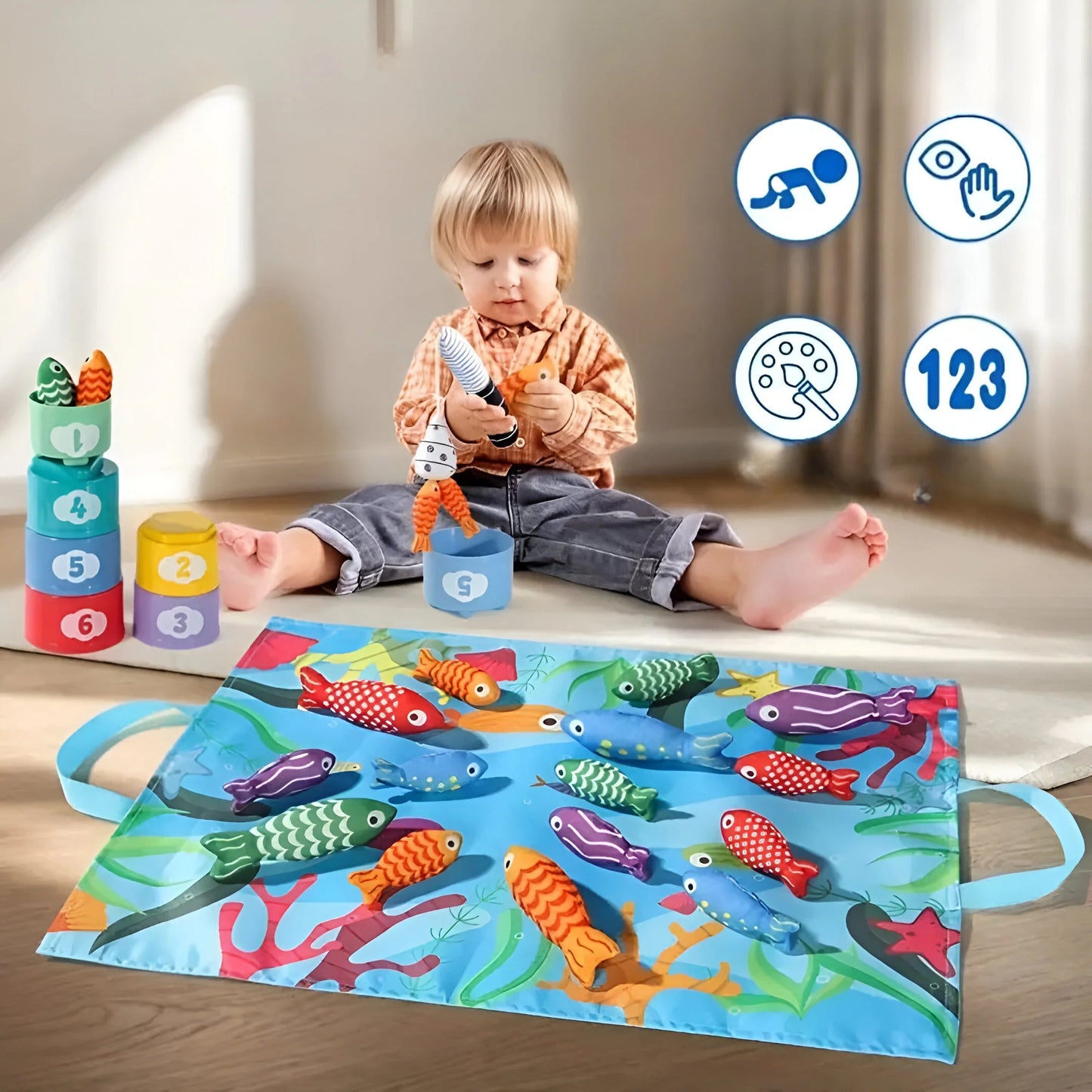 PlushPond - Montessori Play Pond With Plush Fish