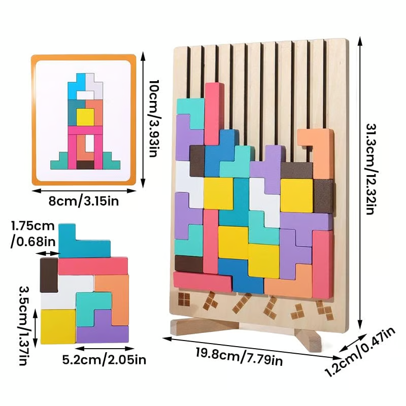 Montessori Wooden Tetris - Educational Fun Toy