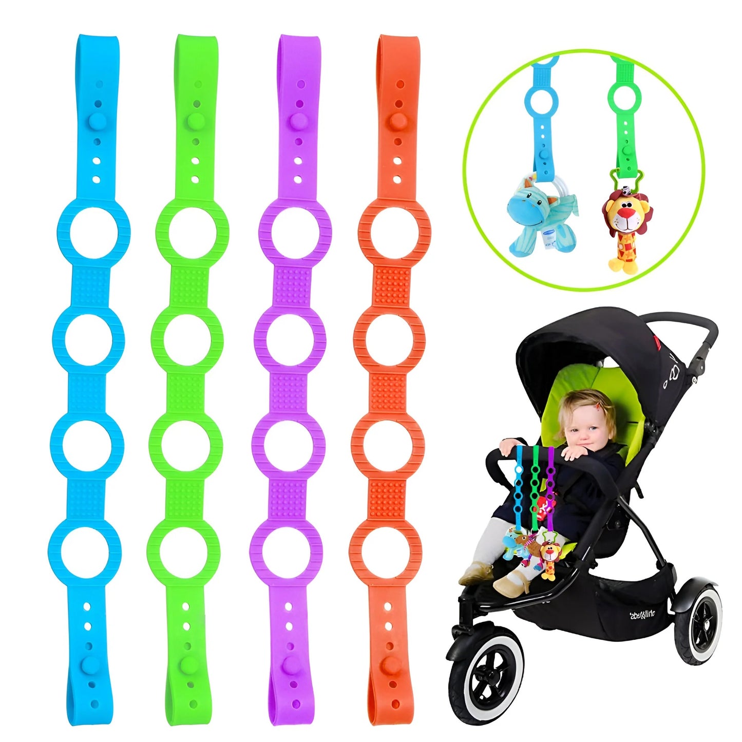 Silicone Strap For Pacifiers, Teething Rings & Bottles