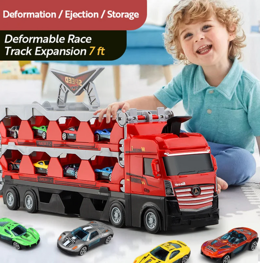 Mega Truck With Ejection Race Track + 8 FREE Cars
