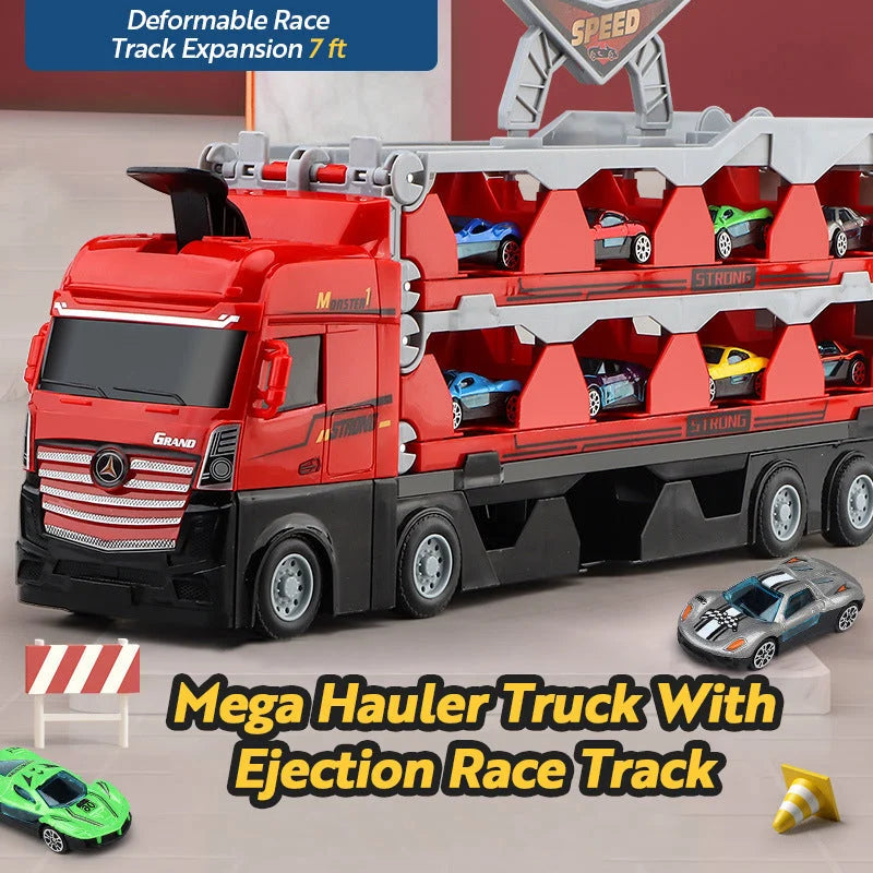 Mega Truck With Ejection Race Track + 8 FREE Cars